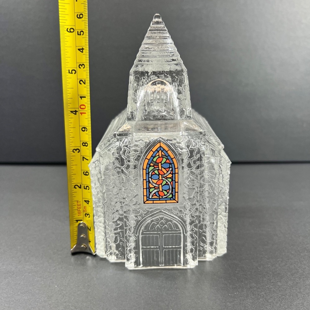 Vintage 1992 Avon Silent Night Church Figurine w/ Stained Glass Window Decal - Picture 7 of 9